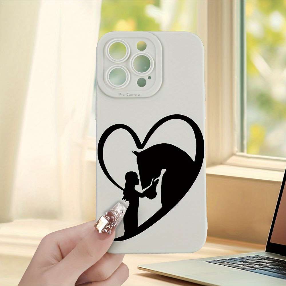 1Pc Ivory White For iPhone 12 Horse Themed Protective Phone Case