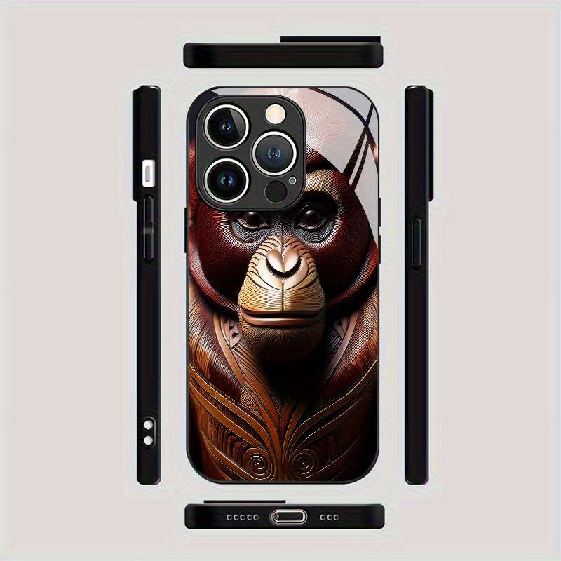 1Pc Mixed Color For iPhone 16 Plus African Wood Carving Monkey Phone Case