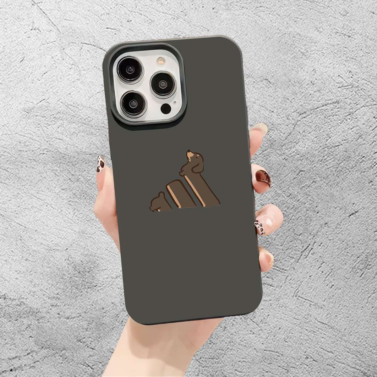 1Pc Black For iPhone 16 Plus Dachshund Pattern Phone Case
