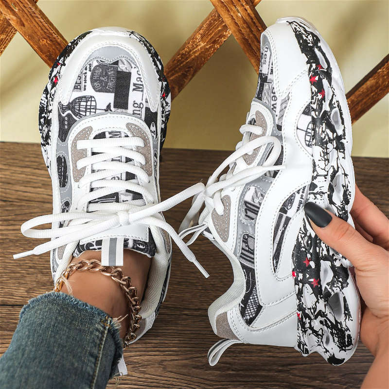 Sneakers Color White And Black Camouflage Sizeuk 4