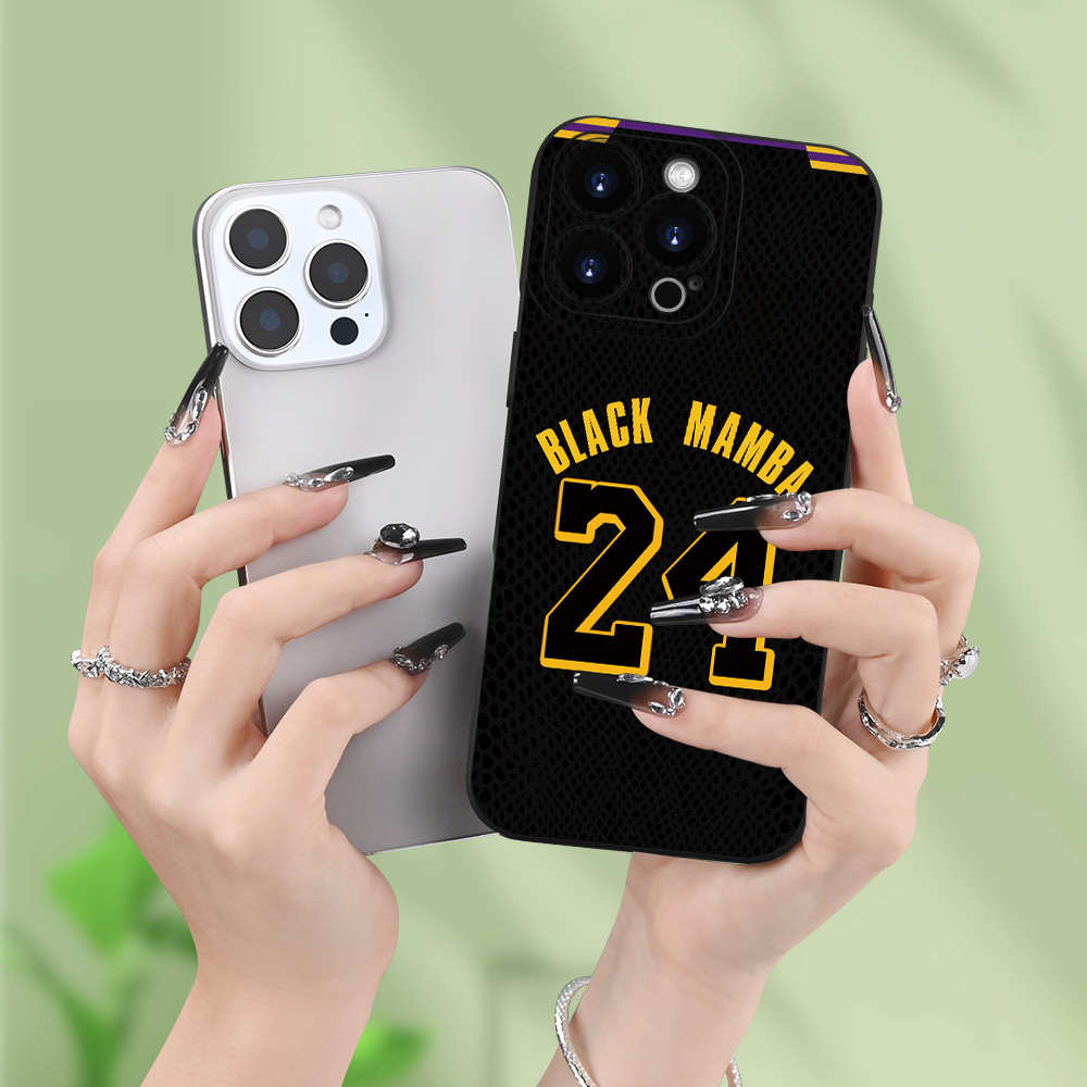 1Pc Black For iPhone 14 Plus No 24 Basketball Player Phone Case