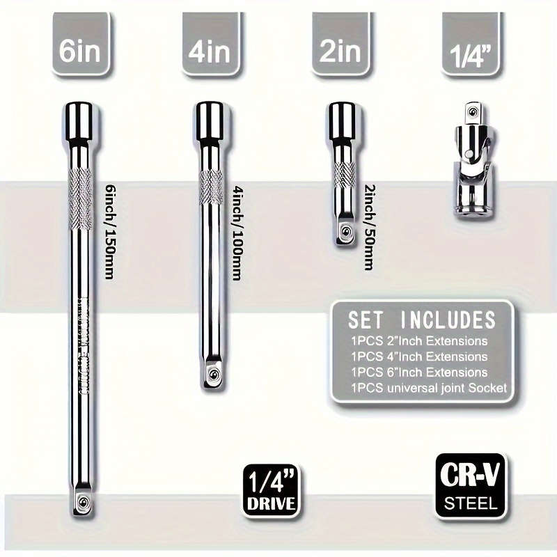 4-Piece Drive Sleeve Extension Rod Set