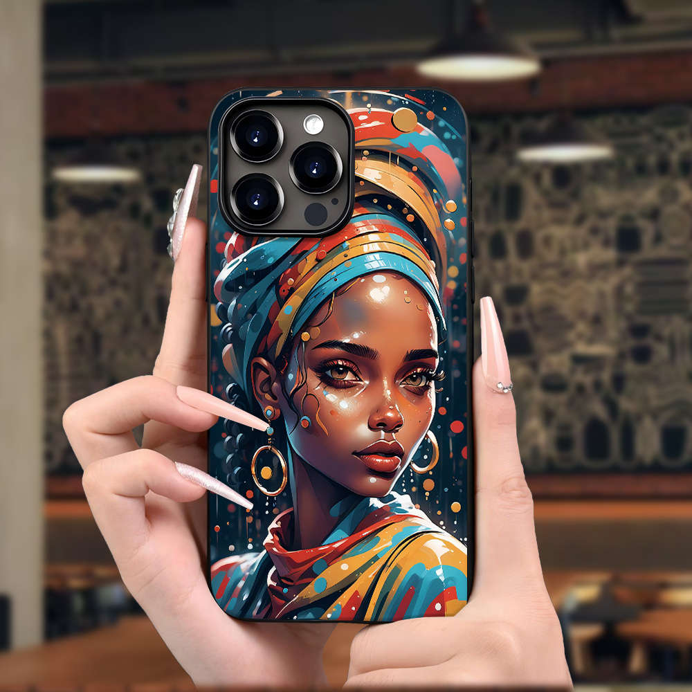 1Pc Black For iPhone XR African Woman Style Phone Case