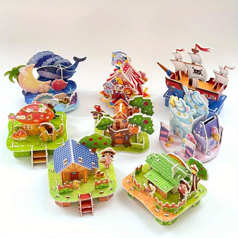 3D Building Model Puzzle Set Model Random Style Quantity 4 Pcs