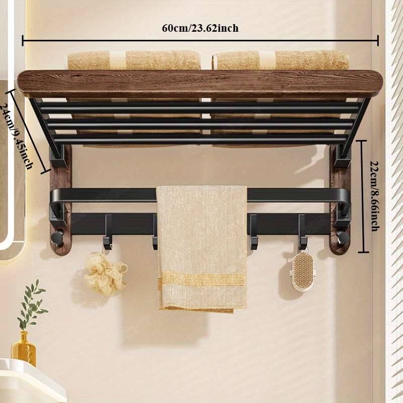 Bathroom Storage Rack Size Flagship Black Walnut Towel Rack 6Pcs Set1
