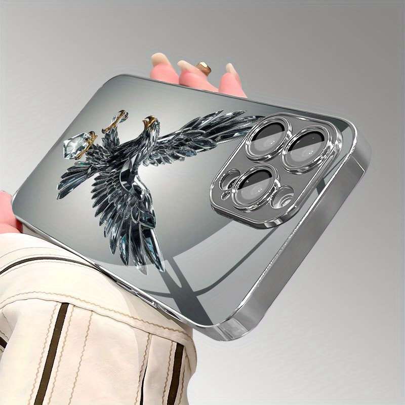 1Pc Mixed Color  For iPhone 16 Plus Crystal Eagle Pattern Phone Case