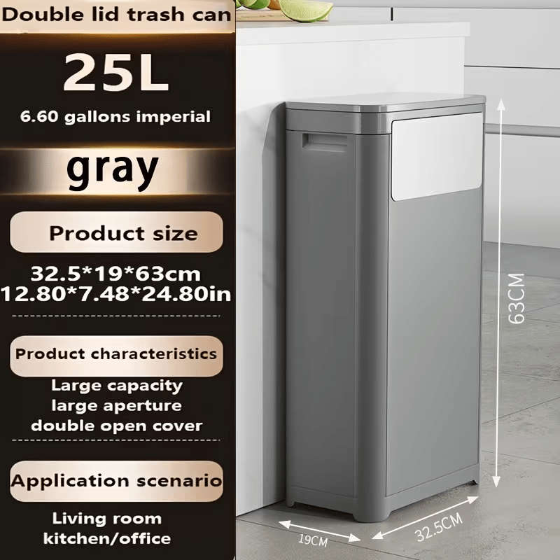 Garbage Can Color Black 25L Double Opening