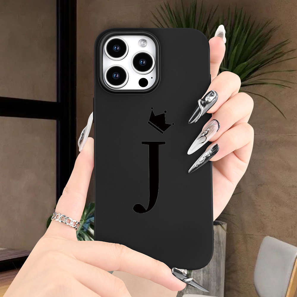 1Pc Black For iPhone 8 Plus Letter Crown J Phone Case