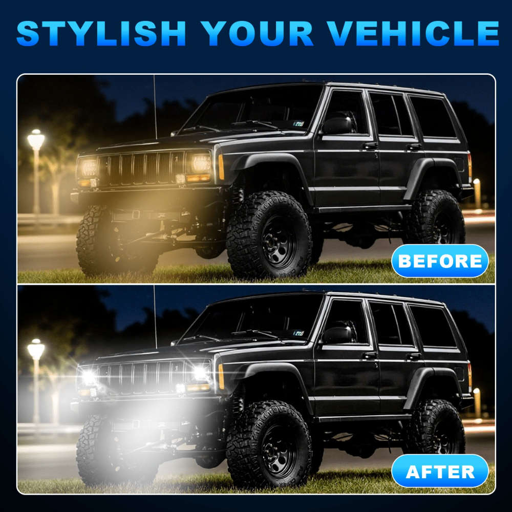 Car Lights Color 12.7X17.78 Cm Headlight 4 Beads Flame Size 2Pcs