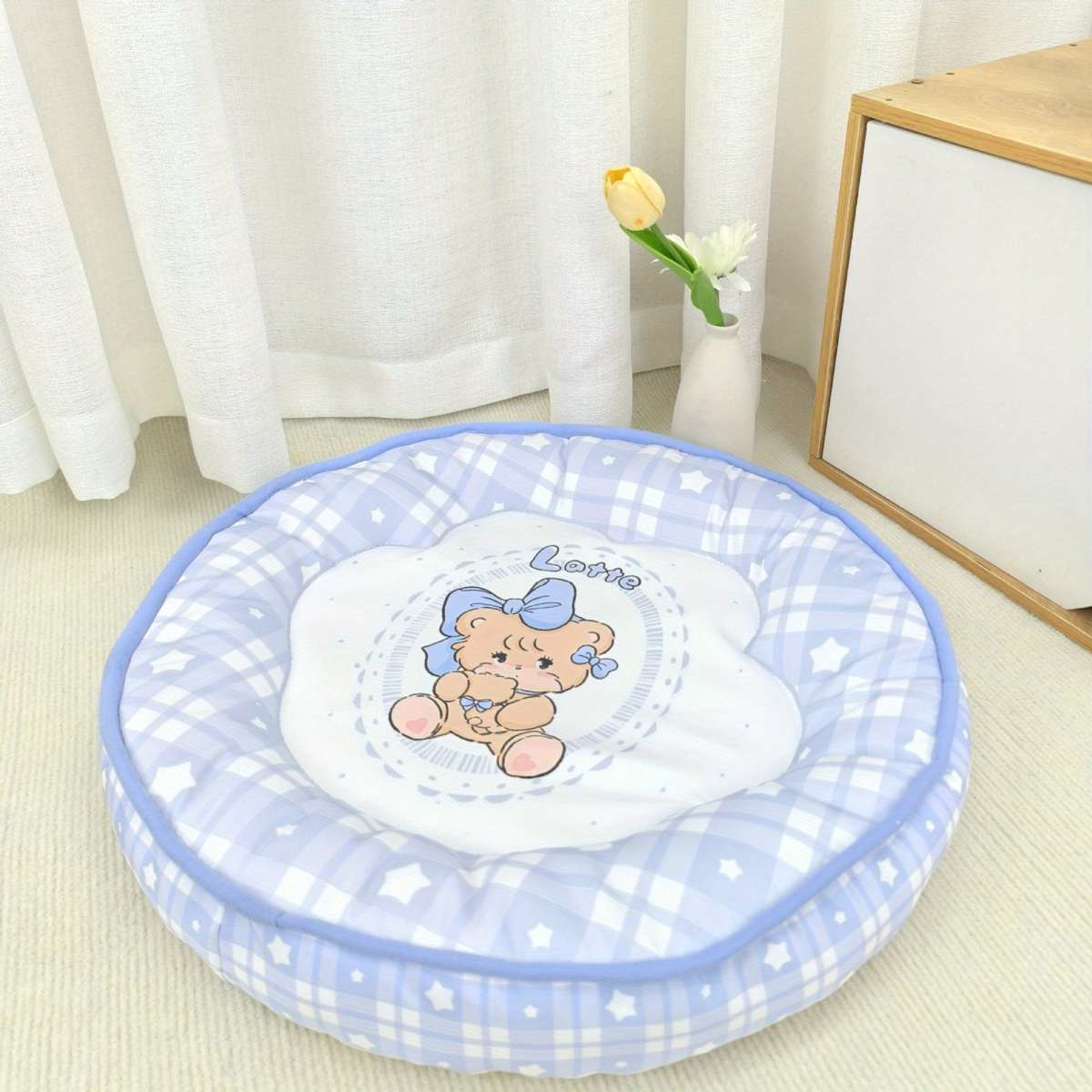 Pet Supplies Color Diameter 50Cm Size Blue Plaid