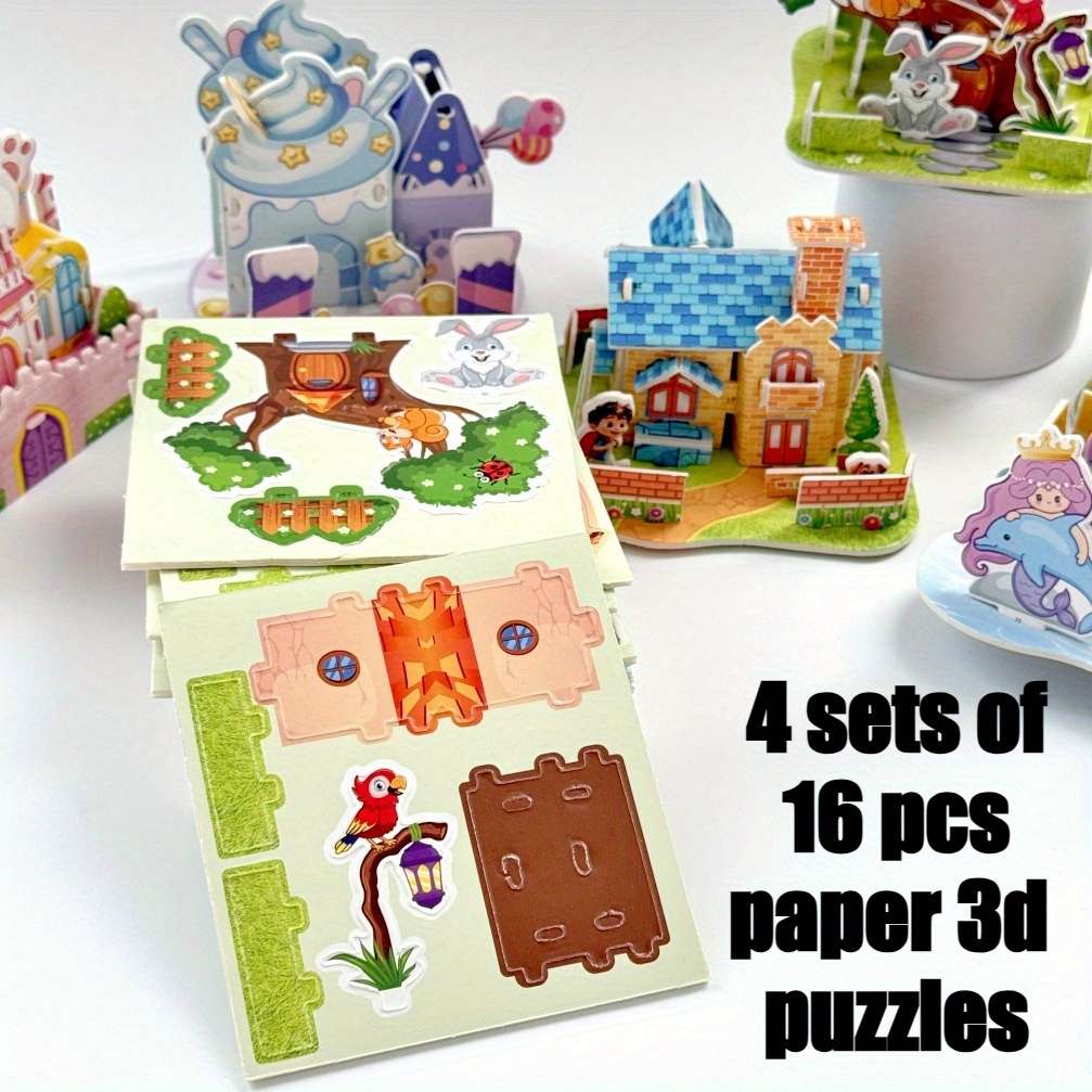 3D Building Model Puzzle Set Style Random Quantity 4 Pcs