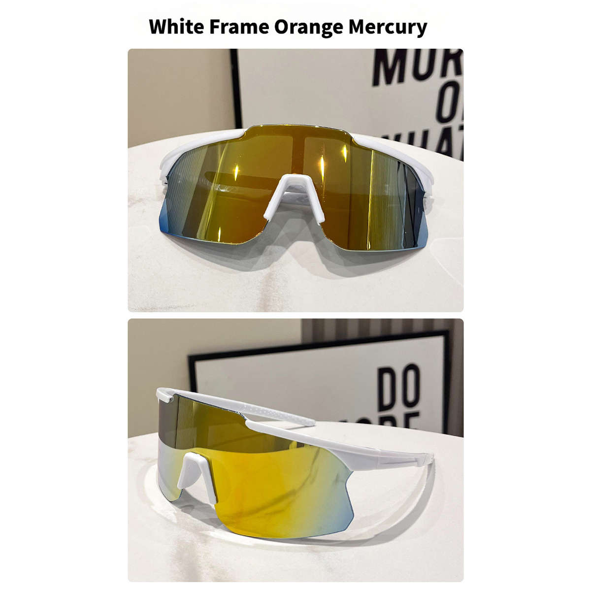 Cycling Glasses Color White Frame Blue Mercury  Black Frame Mercury