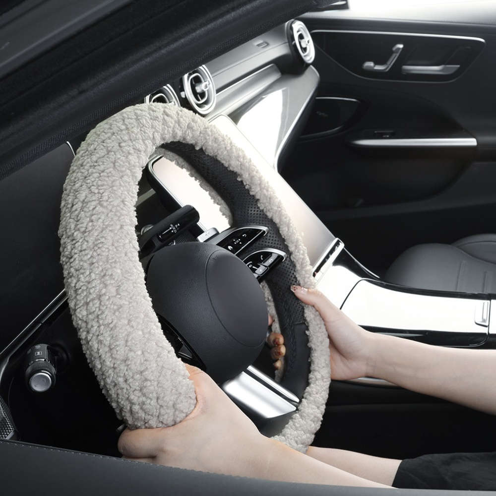 Car Steering Wheel Cover White Model D Shape