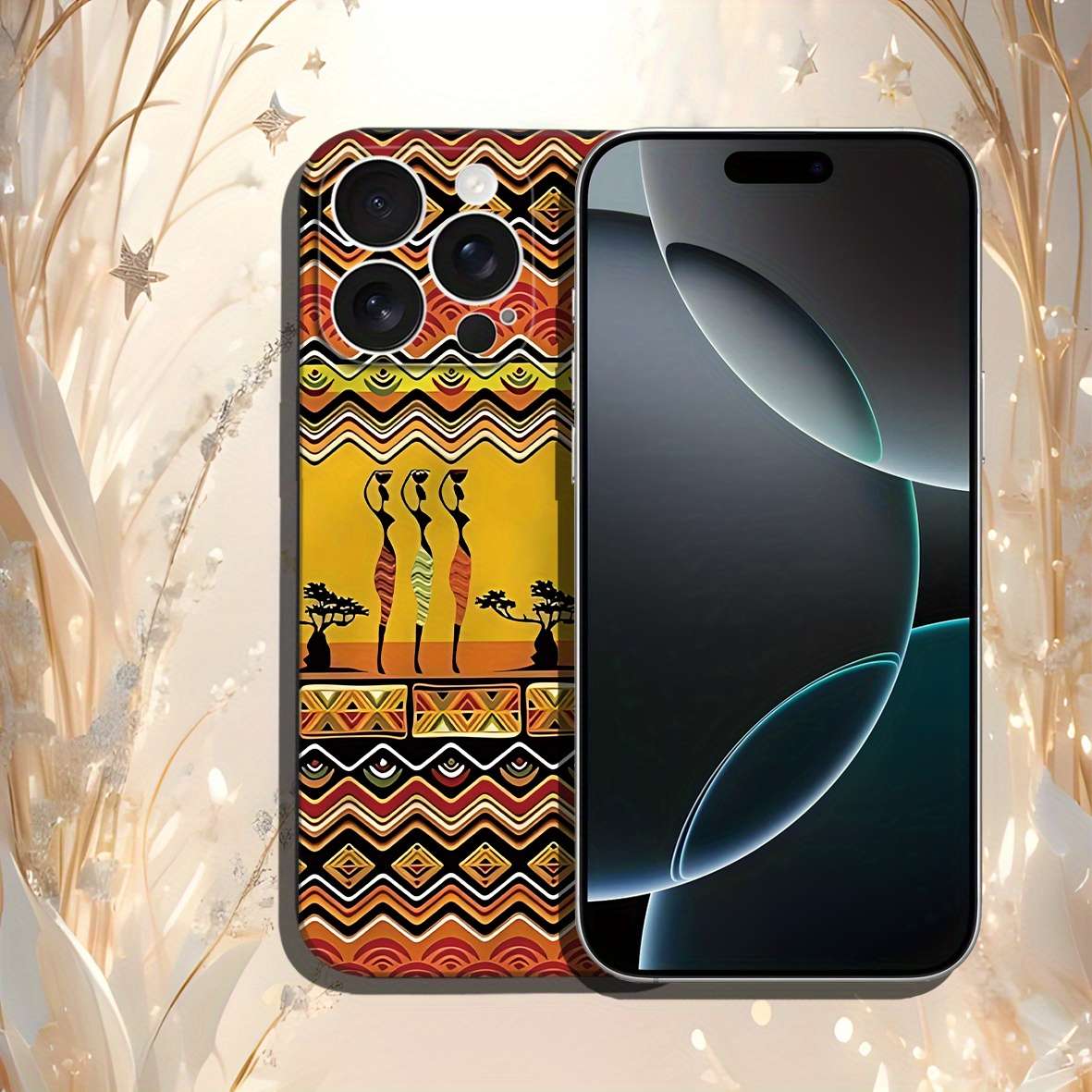 1Pc Black For iPhone 14 Stylish African Phone Case
