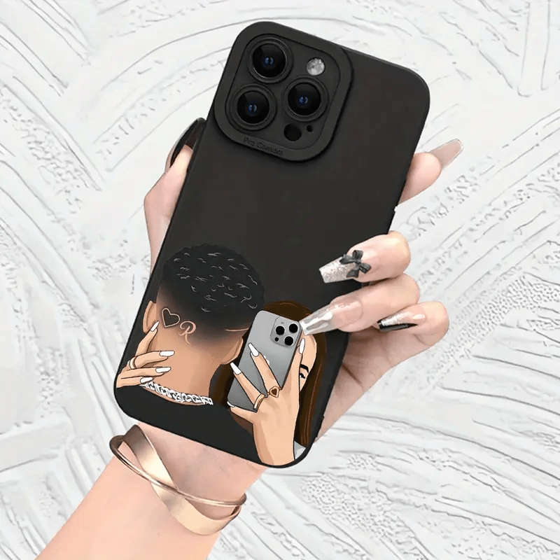 1Pc Black For iPhone 16 Plus Black TPU Phone Case
