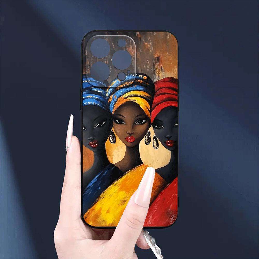 1Pc Black For iPhone 14 Pro African Designed Phone Case