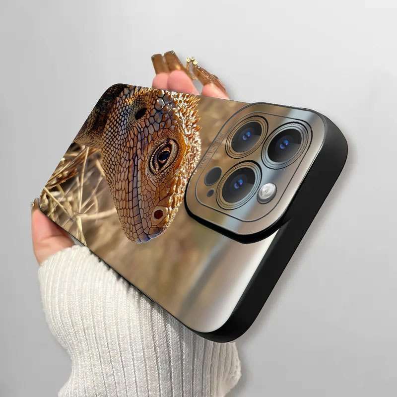 1Pc Black For iPhone X African Spiny Lizard Phone Case