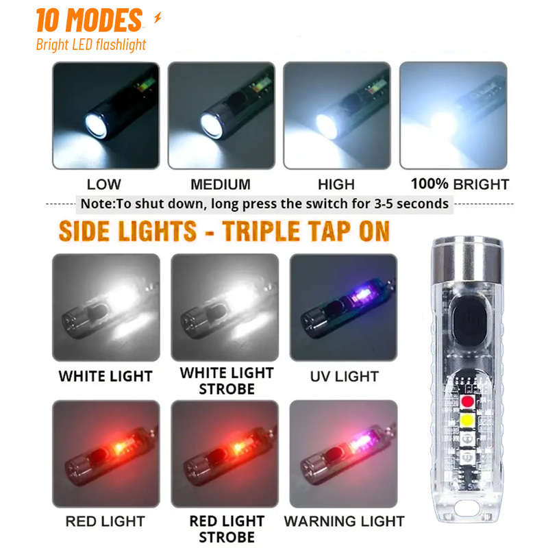 Keychain Ornament Items Transparent Flashlight Quantity2Pcs