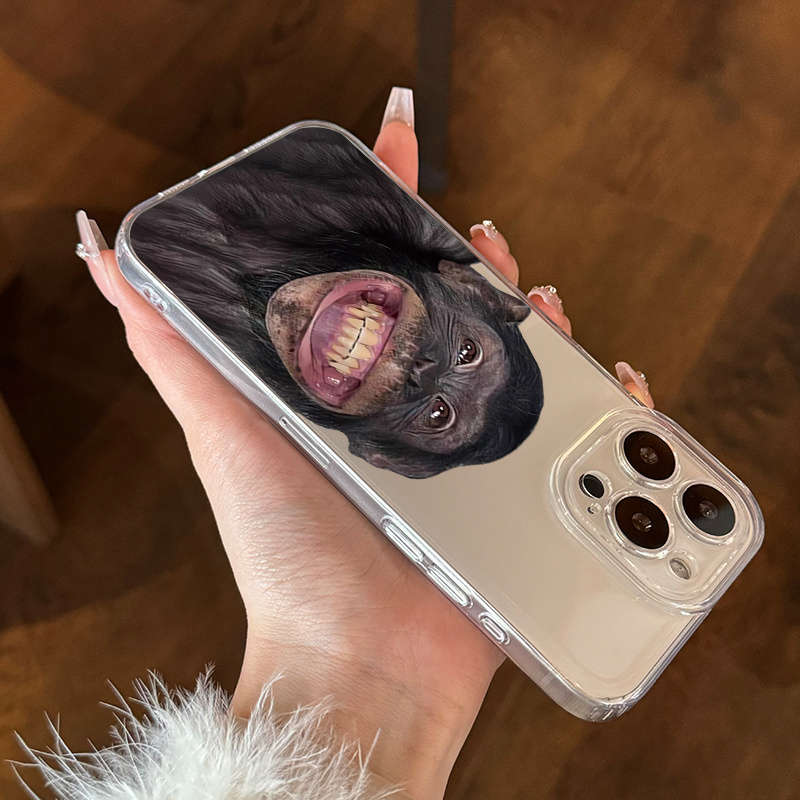 1Pc Mixed Color  For iPhone 15 Pro Gorilla Pattern Phone Case