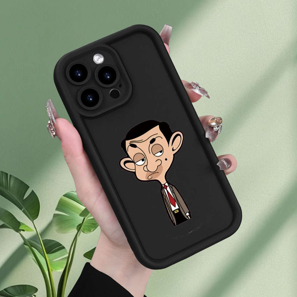 1Pc Black For iPhone XR Mr Bean Pattern Phone Case