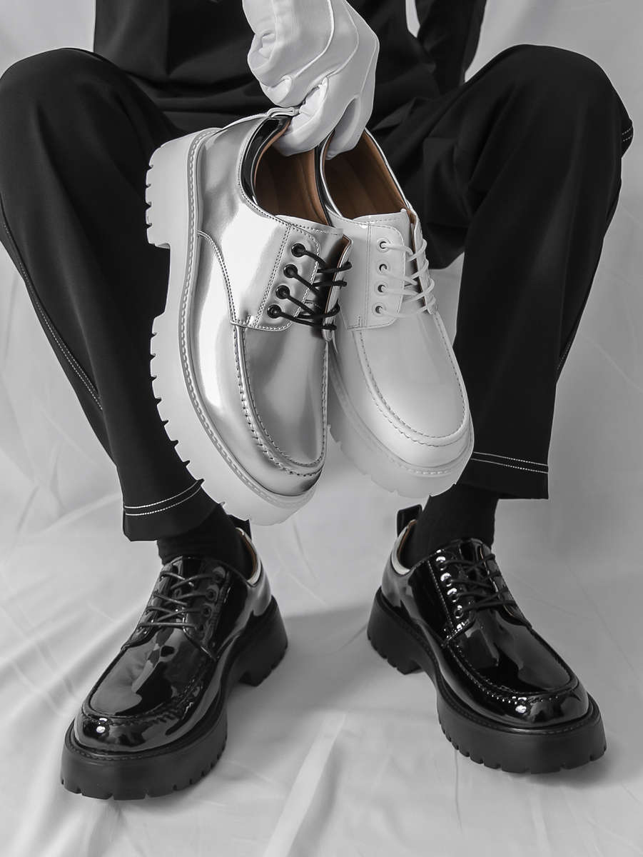 Mens Leather Shoes Color Silvery Sizeuk 10