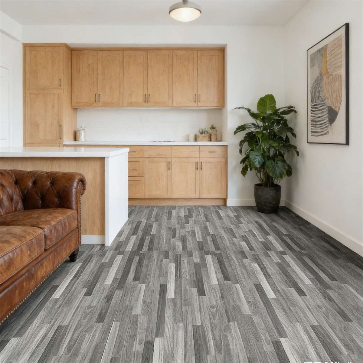 Self Adhesive Floor Stickers Parquet Light Gray 40Cm*500Cm