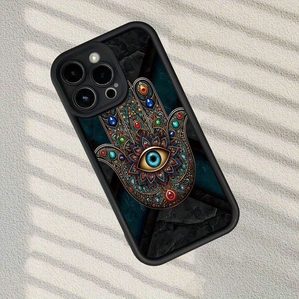 1Pc Black For iPhone 15 Plus Evil Eye Retro Cartoon Phone Case