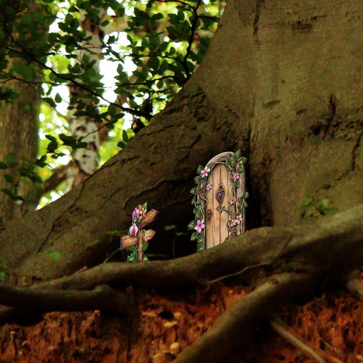 2Pcs Two Fairy Elf Doors Handcrafted Mini