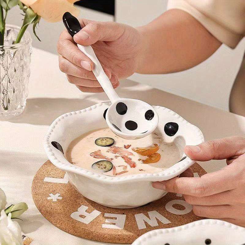 Bowl Color Black Polka Dot