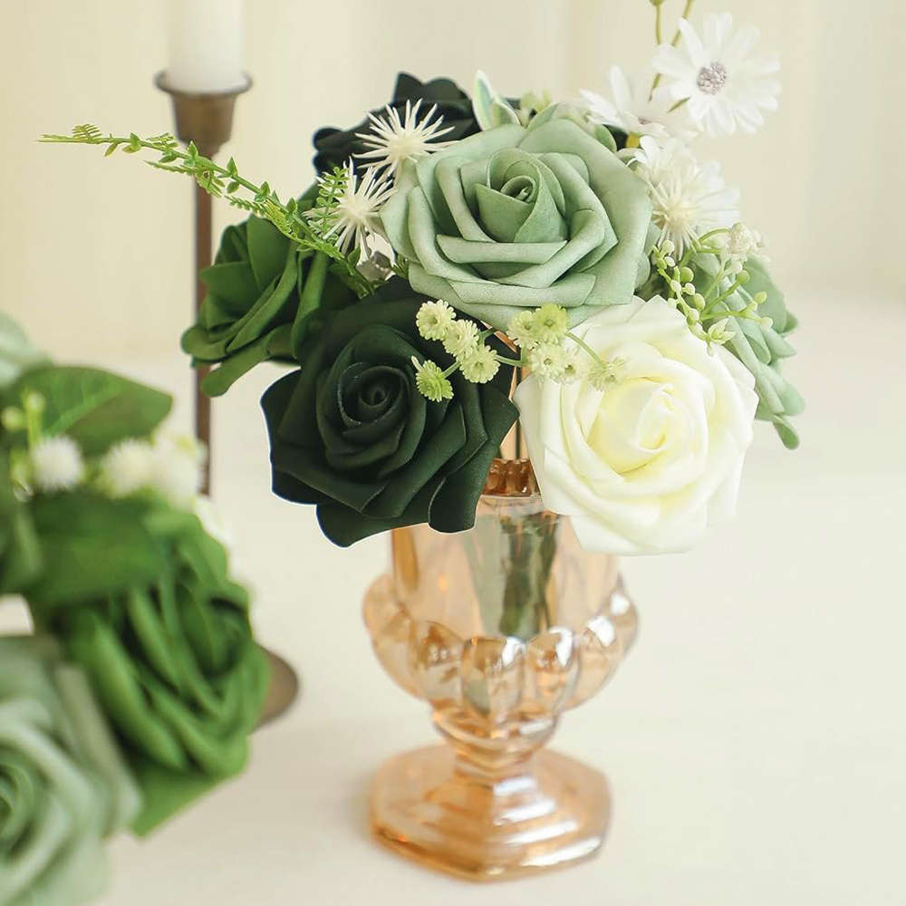 Wedding Supplies Color Green Gradient Large Rose 28Pcs