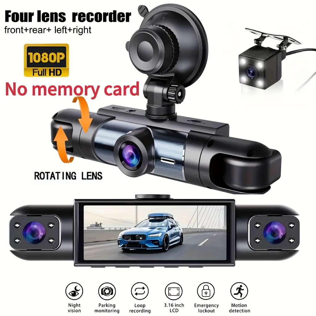 Dashcam Model Three Cameras In Front Left And Right  With 64Gb Card