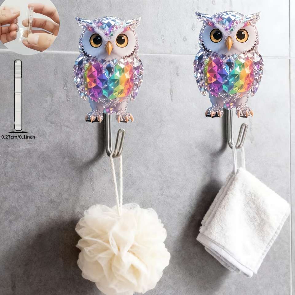 2D Flat A Rainbow Colored Owl Cartoon Pattern Auxiliary Hook