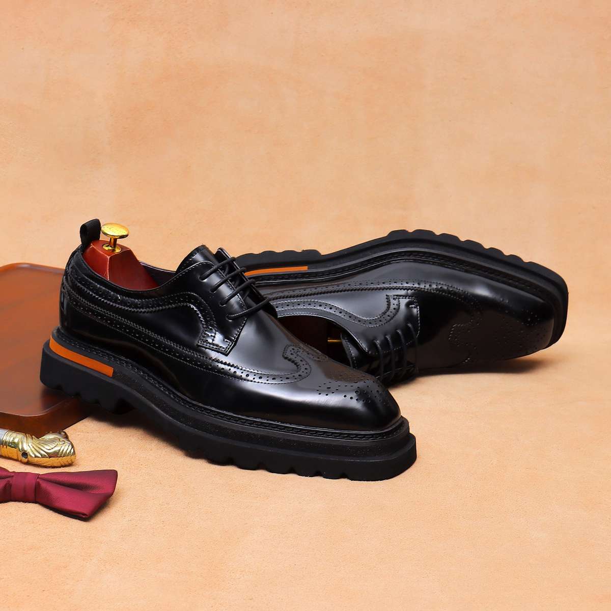 Mens Leather Shoes Color Black Sizeuk 7