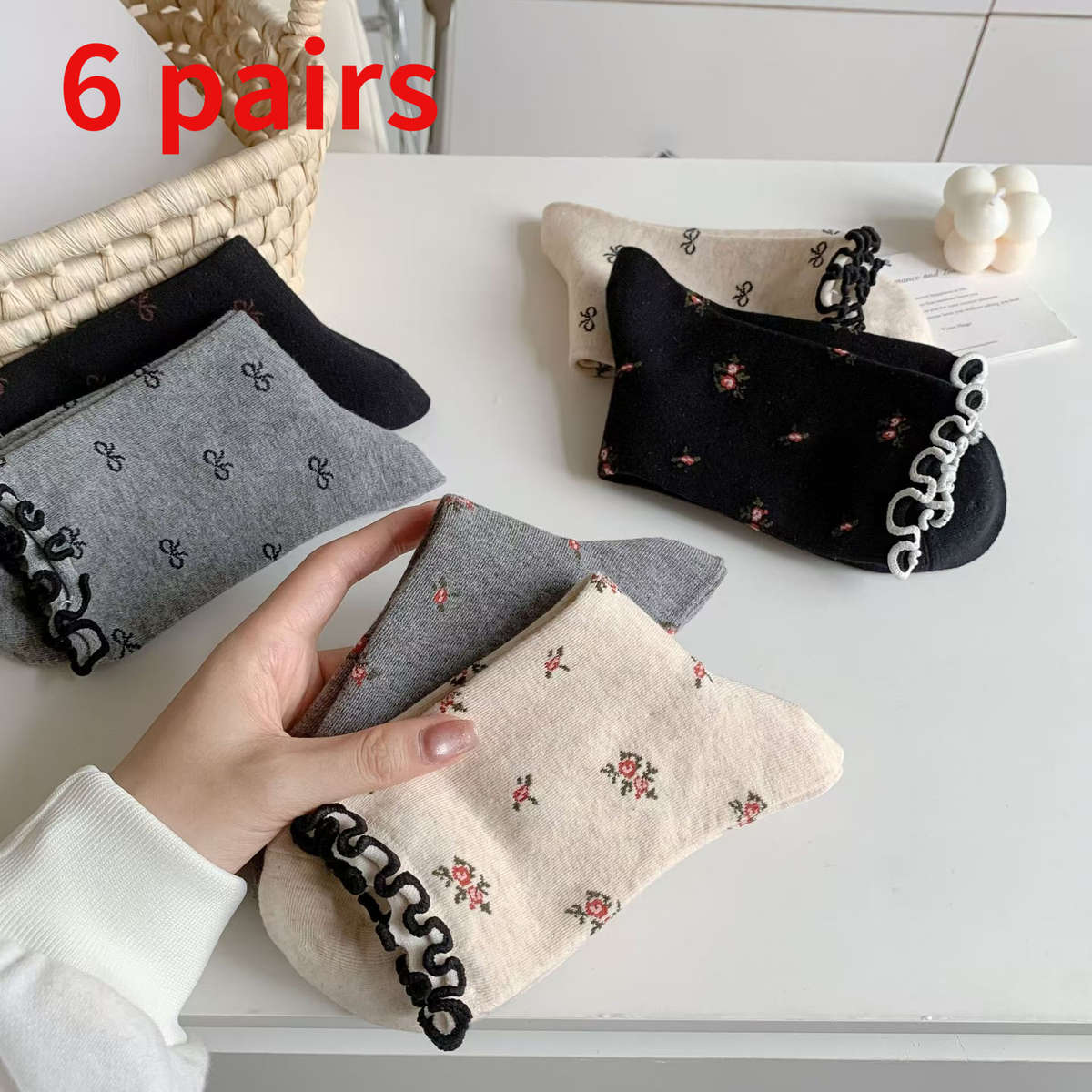 Women S Socks Color Mixed Color 6 Pairs Size Onesize