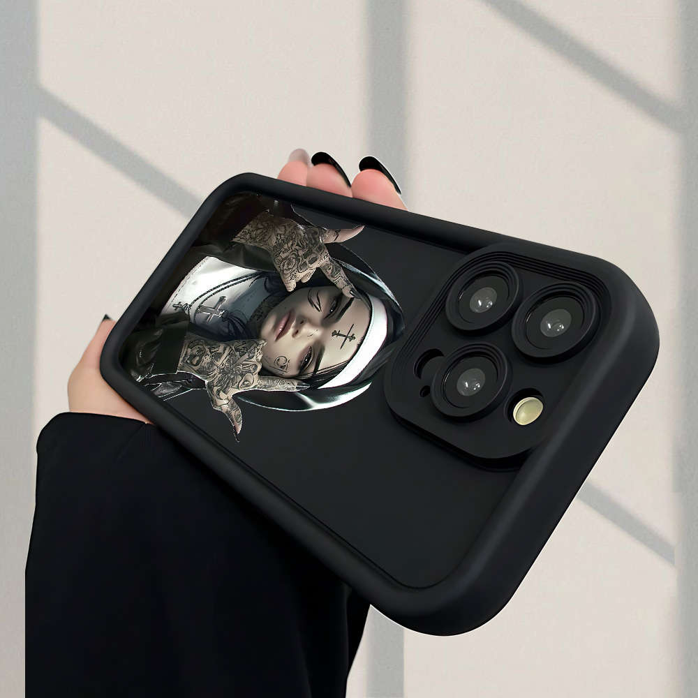 1Pc Black For iPhone 12 Pro Beautiful Nun Pattern Phone Case