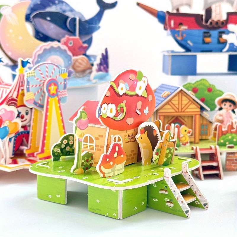 3D Building Model Puzzle Set Model Random Quantity 4 Pcs