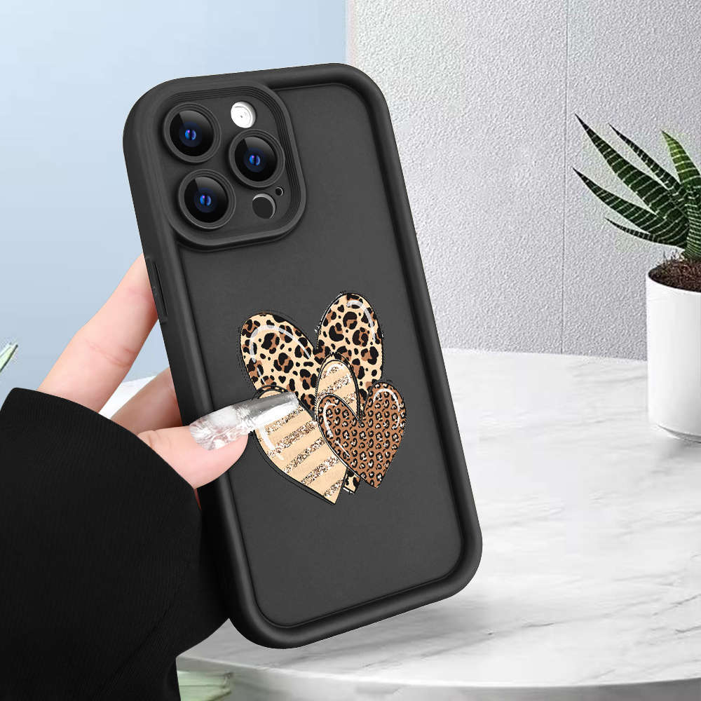 1Pc Black For iPhone 12 Leopard Phone Case