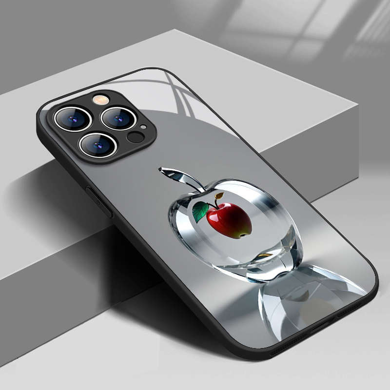 1Pc Mixed Color  For iPhone 15 Crystal Apple Pattern Phone Case