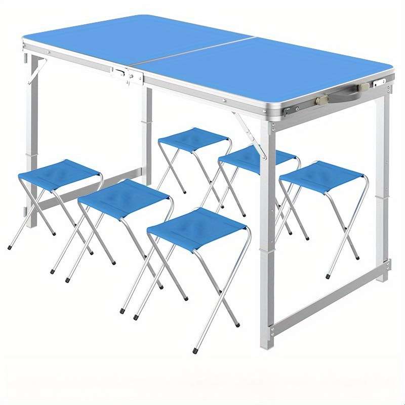 7pcs Durable Camping Table Stool Set Lightweight Portable Stools That Can Also