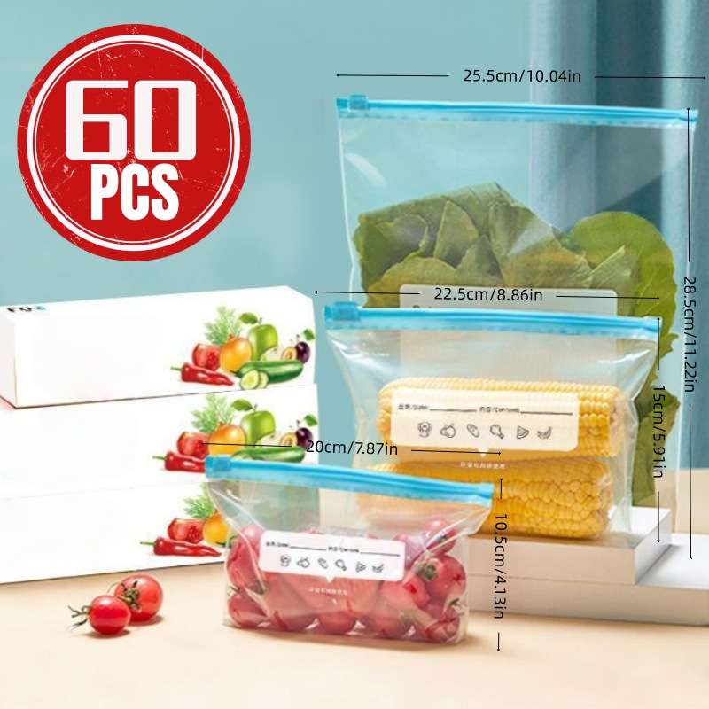 Food Storage Bags Quantity Buckle Type  60Pcs