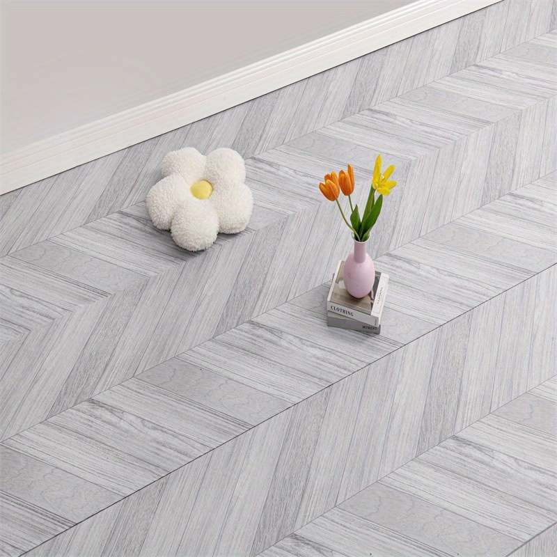 Self Adhesive Floor Stickers Elegant Gray Fishbone 2 Rolls