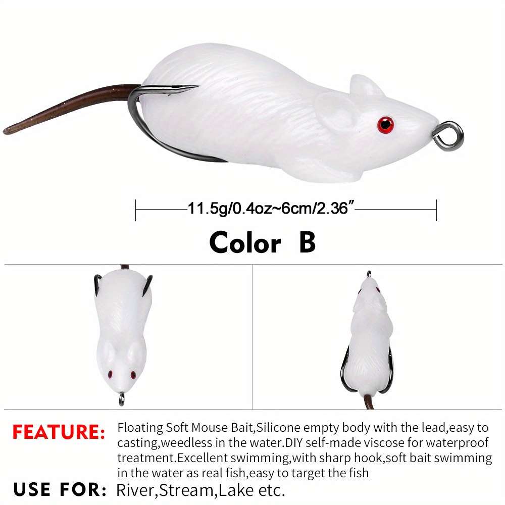 1pc Lure Bait Frog Mouse Double Hook Simulation Mouse Frog 6cm 11.5g