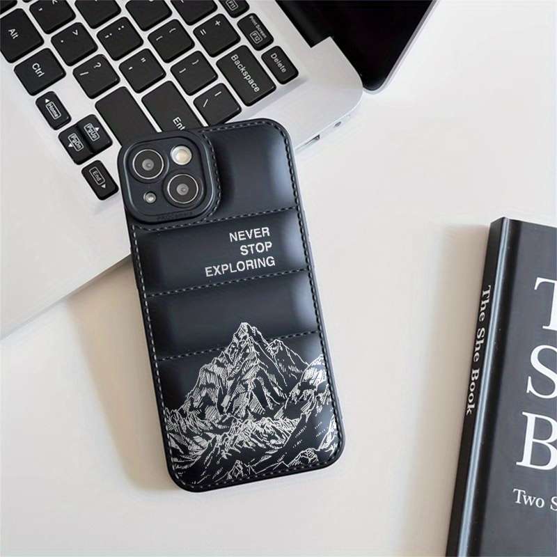 1Pc Black For iPhone 14 Fashion Puffer Design Phone Case