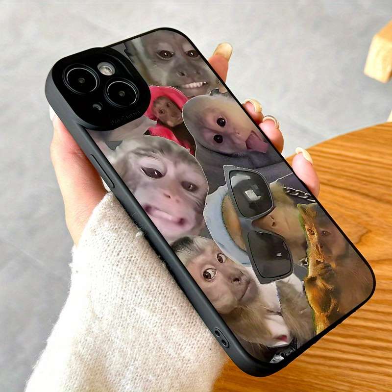 1Pc Mixed Color  For iPhone 15 Plus Fun Monkey Themed Phone Case