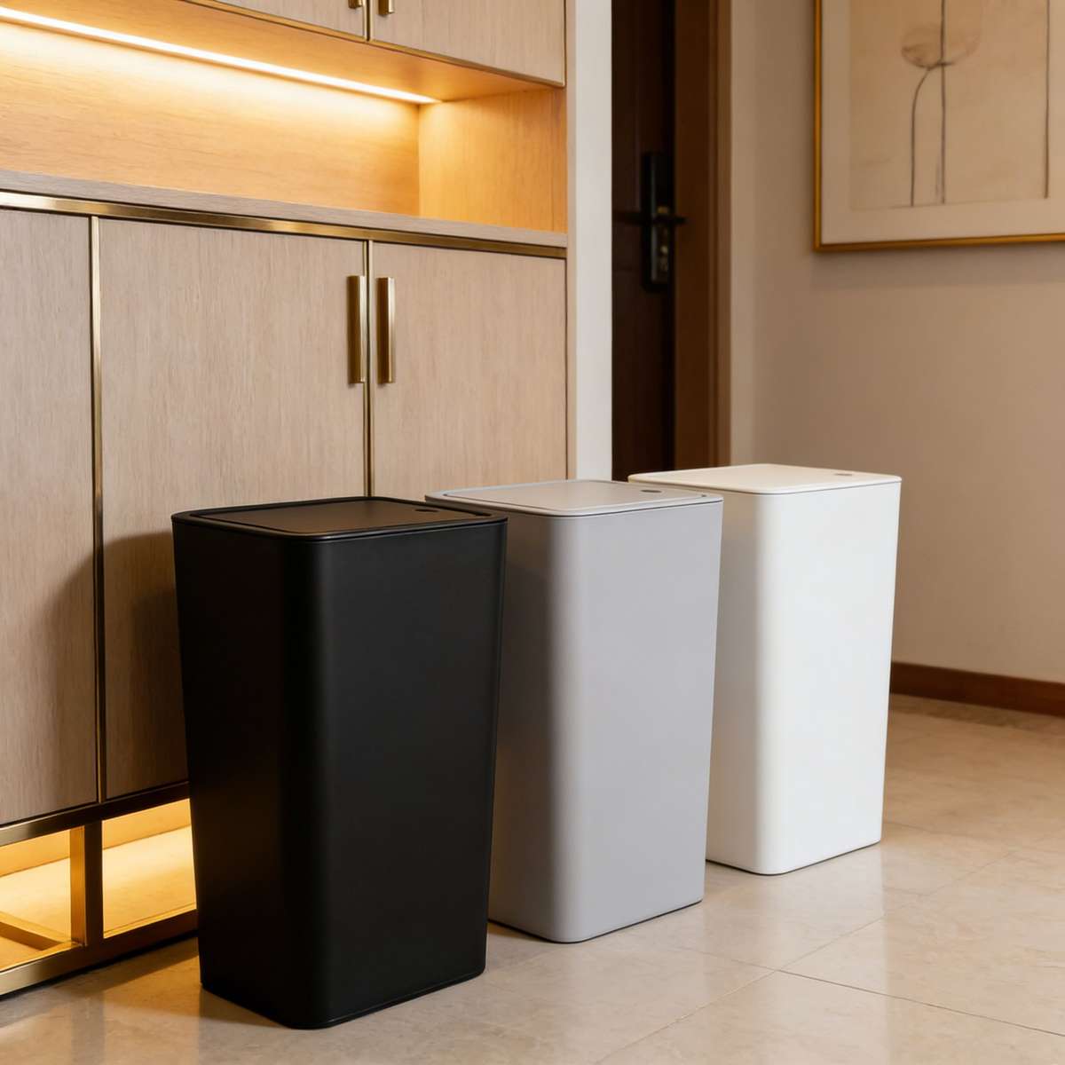 Garbage Can Color White D