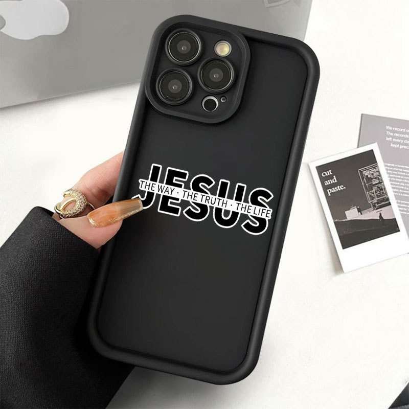 1Pc Black For iPhone 15 Pro Max Jesus Design Phone Case