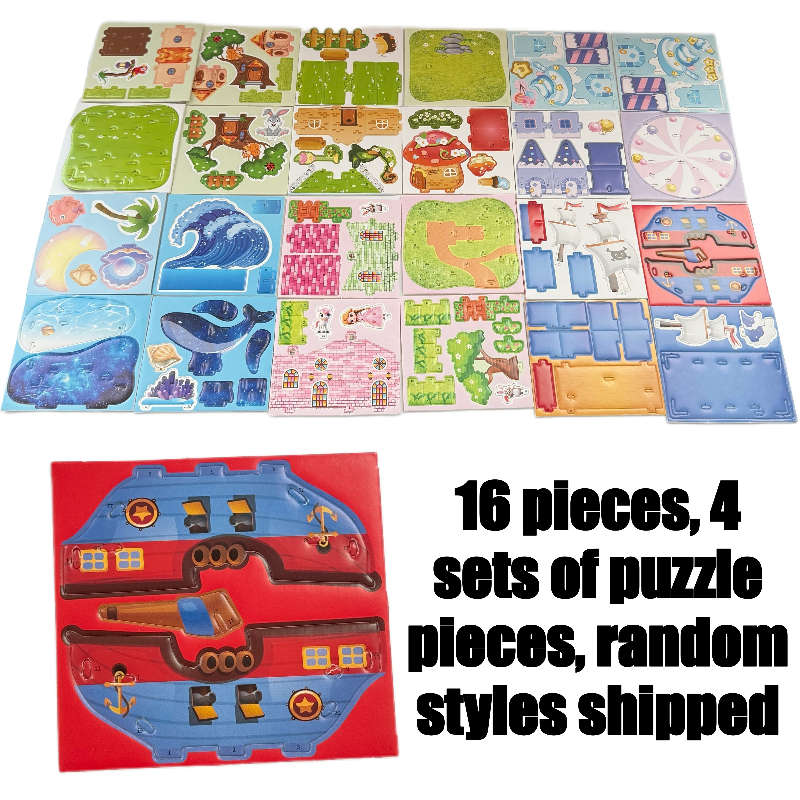 3D Building Model Puzzle Set Model Random Style Quantity 4 Pcs
