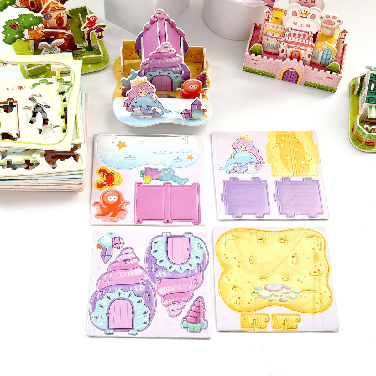 3D Building Model Puzzle Set Model Random Quantity 4 Pcs
