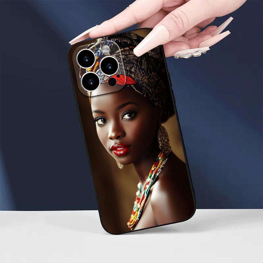 1Pc Black For iPhone 14 African Queen Phone Case