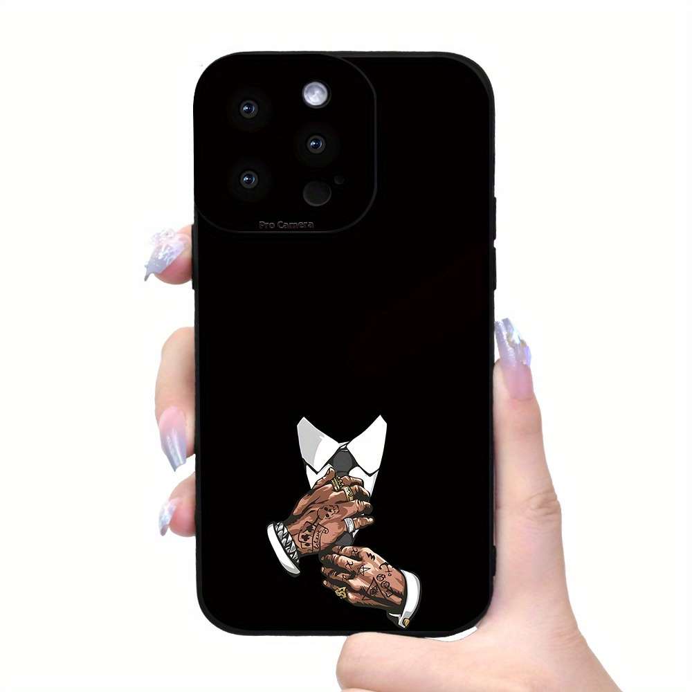 1Pc Black For iPhone 15 Plus Handsome Suit Man Phone Case